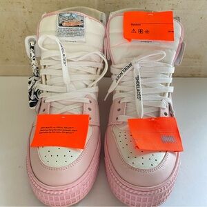 Size 41 Mens 9 Womens 11 Off-White 3.0 Off Court Leather White Pink Sneakers